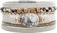 Gold Toned and White Howlite Stone Magnetic Bracelet