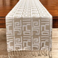 15" x 72" Beige Mica Table Runner