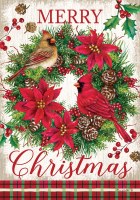 40" x 28" "Merry Christmas" Cardinals on a Wreath Large Christmas Flag