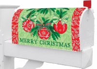 "Merry Christmas" Red Ornaments Mailbox Cover