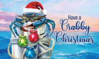18" x 30" "Have A Crabby Christmas" Crab Holding Ornaments Coastal Christmas Doormat
