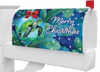 "Merry Christmas" Sea Turtle Ornament Coastal Christmas Mailbox Cover