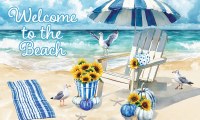 18" x 30" "Welcome to the Beach" Sunflowers on the Beach Coastal Fall & Thanksgiving Doormat