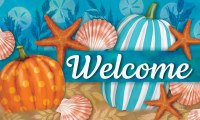 18" x 30" "Welcome" Beachy Autumn Coastal Fall & Thanksgiving Doormat