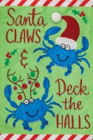 18" x 12" "Santa Claws & Deck The Halls" Mini Coastal Garden Flag
