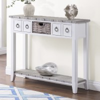 44" Boardwalk and White Two Drawer and One Basket Console Table
