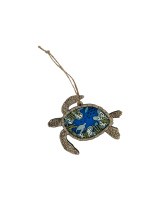 4" Multicolored Wood Sea Turtle Coastal Ornament