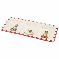 6" x 13" Three Compartment Ceramic Nutcracker Tray