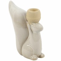 6" Beige Ceramic Squirrel Taper Candleholder