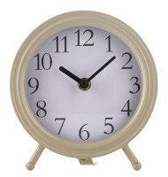 7" Round Beige Metal Sitting Clock