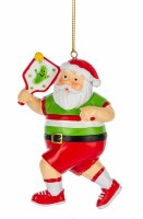 4" Santa Playing Pickleball Polyresin Christmas Ornament