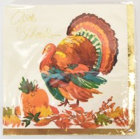 "Give Thanks" Turkey Fall & Thanksgiving Beverage Napkins