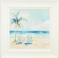 28" Sq Sun Coast Embrace 1 Coastal Gel Textured Print in a White Frame