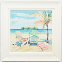 28" Sq Sun Coast Embrace 3 Coastal Gel Textured Print in a White Frame
