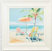28" Sq Sun Coast Embrace 4 Coastal Gel Textured Print in a White Frame