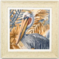 28" Sq Sea Feathers 1 Coastal Gel Textured Print in a Distressed Sand Frame