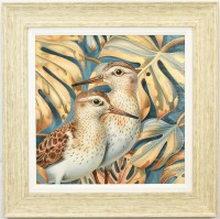 28" Sq Sea Feathers 3 Coastal Gel Textured Print in a Distressed Sand Frame