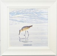 28" Sq Sandpiper Dreams 1 Coastal Gel Textured Print in a White Frame