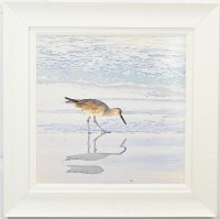 28" Sq Sandpiper Dreams 2 Coastal Gel Textured Print in a White Frame