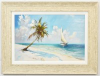 24" x 32" Beachside Breeze Coastal Gel Textured Print in a Distressed Sand Frame