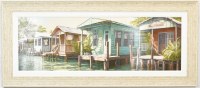 27" x 61" Bring a Boat Coastal Gel Textured Print in a Distressed Sand Frame