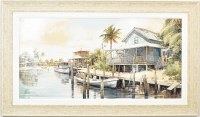 34" x 58" Dockside Tails 2 Coastal Gel Textured Print in a Distressed Sand Frame
