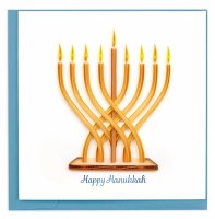 6" Sq "Happy Hanukkah" Menorah  Quilling Card