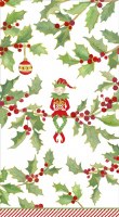 8" x 5" Elf Sitting on Holly Christmas Guest Towels
