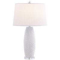 30" Distressed White Textured Table Lamp