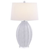 31" Distressed White Ribbed Table Lamp