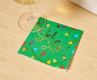 5" Square "Get Lit" Christmas Lights Beverage Napkins