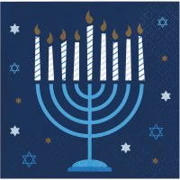 5" Square Menorah Hanukkah Beverage Napkins