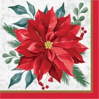 6.5" Square Poinsettia Christmas Lunch Napkins
