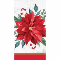 8" x 5" Poinsettia Christmas Guest Towels