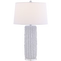 31" Distressed White Ribbed Table Lamp