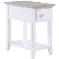 14" x 23" White and Seabiscuit Top One Drawer and One Shelf End Table