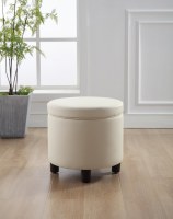 19" Round Cream Storage Ottoman