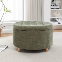 28" Round Green Storage Ottoman