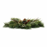 29" Single PIllar Faux Mixed Pine Centerpiece