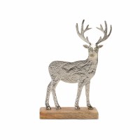 9" Silver Aluminum Flat Deer on a Wood Base