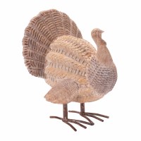 10" Light Brown Polyresin Faux Wicker Turkey Standing Figurine
