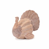 7" Light Brown Polyresin Faux Wicker Turkey Laying Figurine