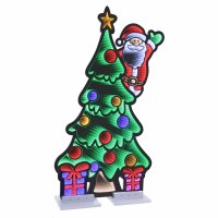 48" LED Multicolor Santa Hiding Behind a Tree Infinity Light