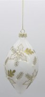 4" White and Gold Leaf Glass Diamond Ornament