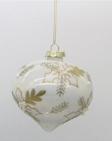 3" White and Gold Leaf Glass Onion Ornament