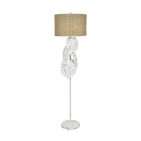 61" Whitewashed Palm Leaf Floor Lamp