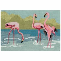 24" x 36" Aqua Flamingos Rug