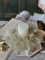 6" Opening Faux White Berries Candle Ring