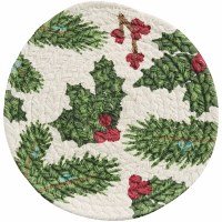 8" Round Christmas Holly Trivet
