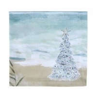 20" Sq Oyster Tree on the Beach Cloth Coastal Christmas Napkin